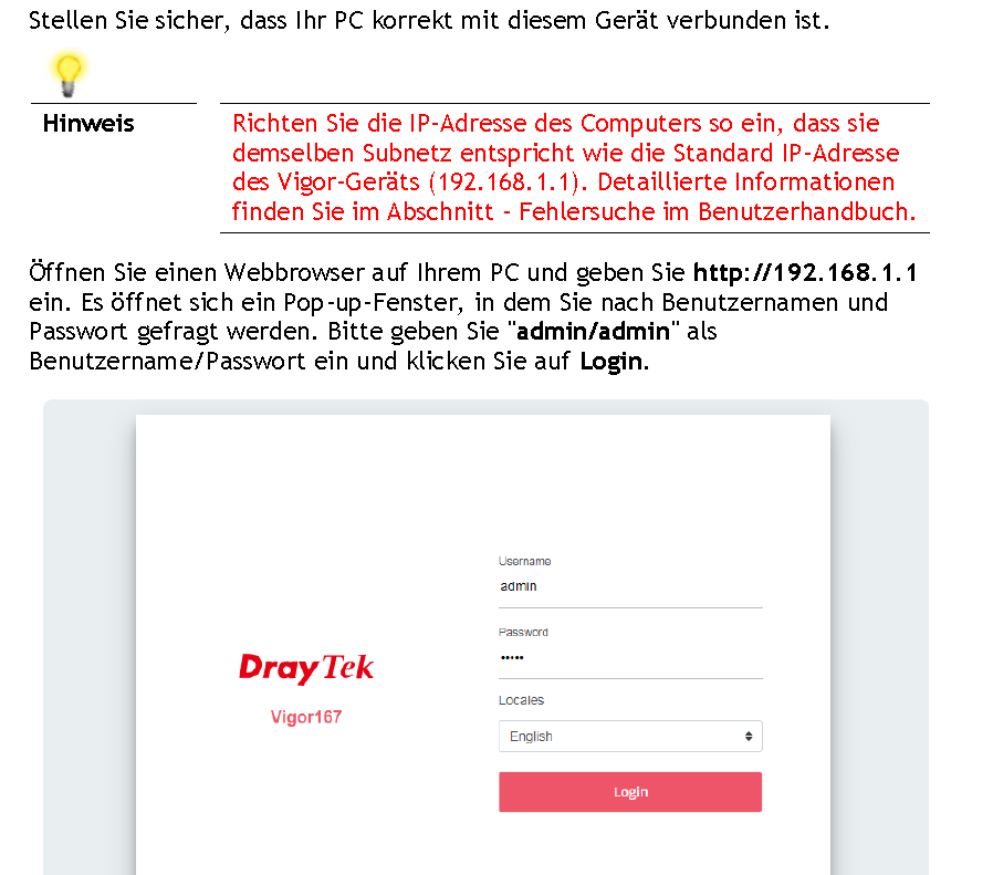 Konfiguration VDSL Modem über Browser