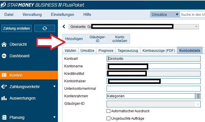 StarMoney Business hinzufügen