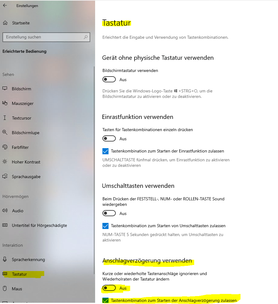 Anschlagverzögerung verwenden